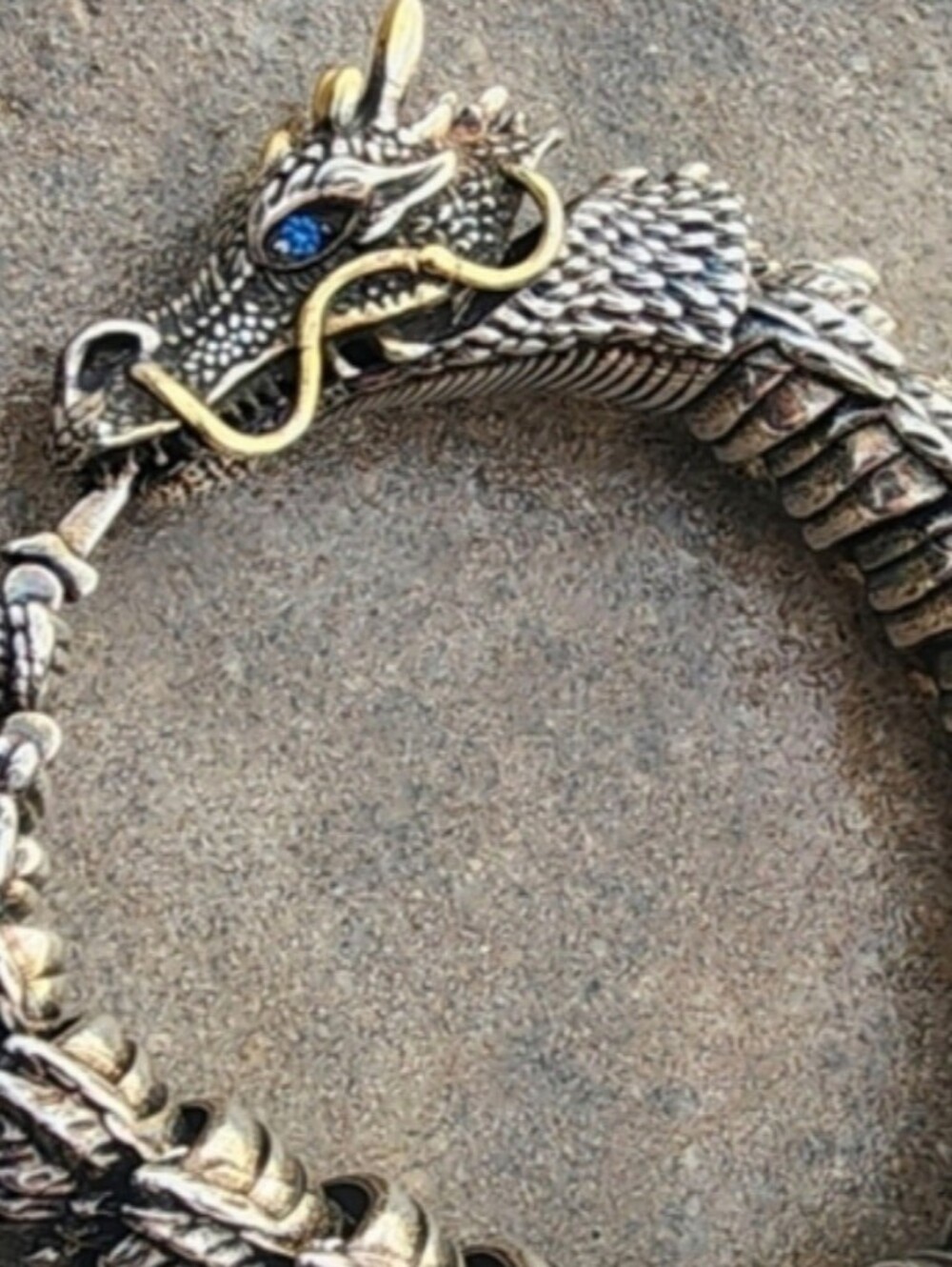 Men's Silver Dragon Head Chain Bracelet - Fashion Accessory Articulated Serpent - Picture 10 of 12